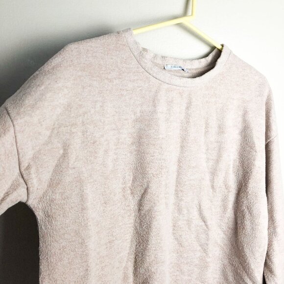 Zara Tan Crewneck Boxy Fit Sweater Small - Picture 3 of 8